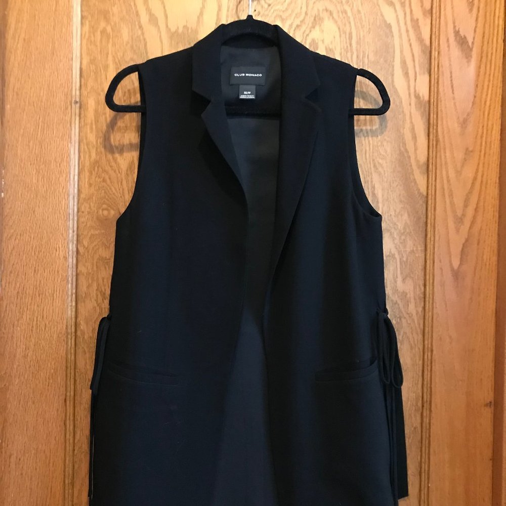 CLUB MONACO Black Double-Breasted Long Vest